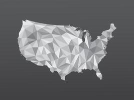 White color USA low poly map with geometric shapes or triangles vector
