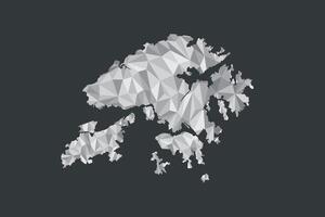 Low poly Hong Kong map of white color geometric shapes or triangles vector