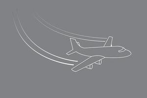 Aircraft flying with changing direction using lines on black background vector