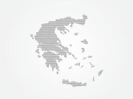 Greece map illustration using binary digits vector