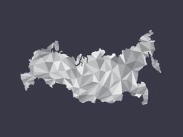 White color Russia low poly map with geometric shapes or triangles vector