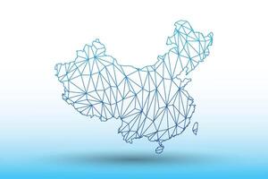 China map of blue color geometric connected lines using triangles vector