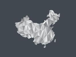 White color China low poly map with geometric shapes or triangles vector