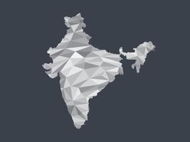 White color India low poly map with geometric shapes or triangles vector