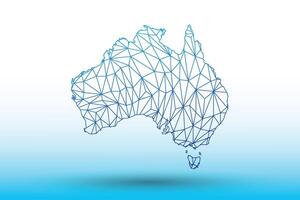 Australia map of blue color geometric connected lines using triangles vector