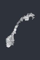 Low poly Norway map of white color geometric shapes or triangles vector