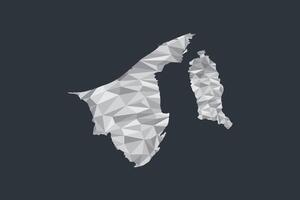 Low poly Brunei map of white color geometric shapes or triangles vector