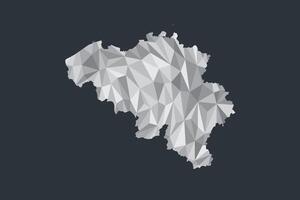 Low poly Belgium map of white color geometric shapes or triangles vector