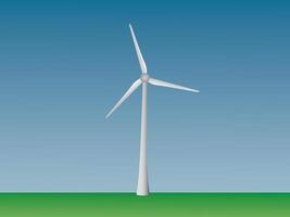 A cool wind turbine to generate electricity in open field and sky for renewable energy industry vector
