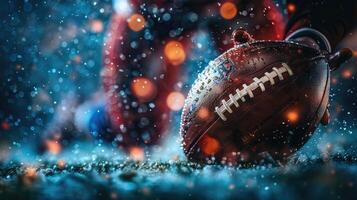 Dynamic football player in action with vibrant colors photo