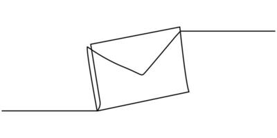 Continuous one line mail envelope letter drowning illustration vector