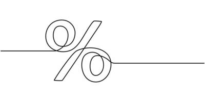 continuous line drawing of a percent sign vector