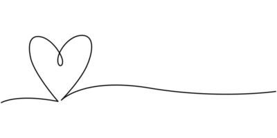 Heart and love sign in continuous one line drawing vector