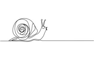 one line drawing of isolated object snail vector