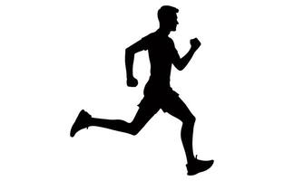 Running man of black silhouette vector