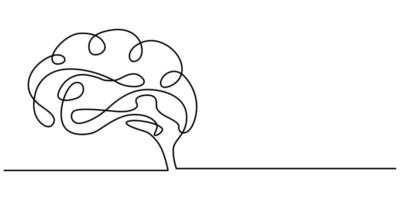 Brain continuous one line drawing vector