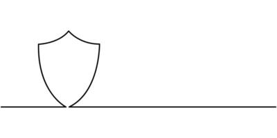 Continuous single line drawing of shield vector