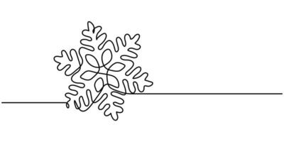 Snowflake continuous one line drawing vector