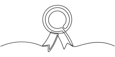 Award Ribbon Continuous Line art vector