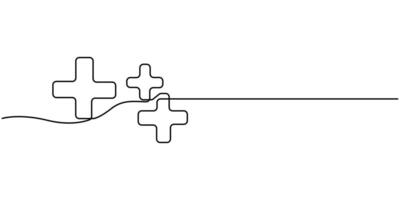 plus sign in continuous line drawing illustration vector