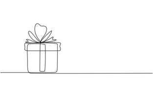 continuous one line drawing gift box vector