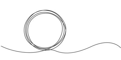 Continuous one line drawing of black circle vector