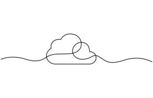 Continuous one line drawing Cloud vector