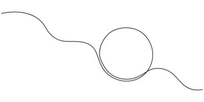 Continuous one line drawing of black circle vector