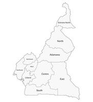 Cameroon map. Map of Cameroon in administrative provinces vector