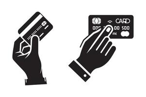 Hand Swiping Credit Card Line Art Icon for Digital Applications vector