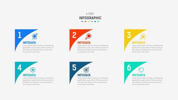 Business infographics design for Six Step, option, parts or process. Infographic 6 element design template for presentation. process diagram, step banner, flow chart, 6 option template. vector