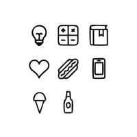 a set of icons that include a heart, a light bulb, a hamburger, a hot vector