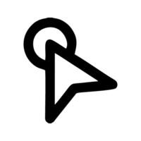 a black and white icon of a pointer pointing to the left vector