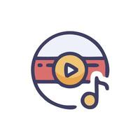 a music player icon with a note and a music note vector