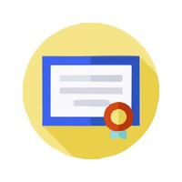 a flat icon of a certificate with a ribbon vector