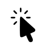 a black and white icon of a mouse cursor pointing to the left vector