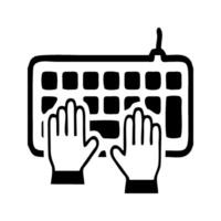 hands typing on a keyboard icon illustration vector