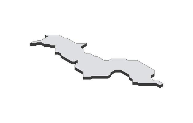 Map of the Malawi in simple isometric form. Illustration of isometric map of the country.