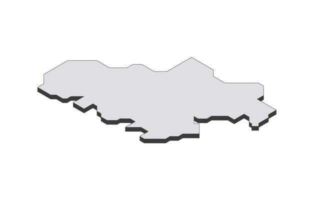 Map of the Serbia in simple isometric form. Illustration of isometric map of the country.