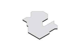Map of the Djibouti in simple isometric form. Illustration of isometric map of the country. vector