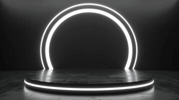 a white lighted stage with a spotlight photo