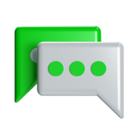 a 3d bubble chat texting in green and white conversation icon png