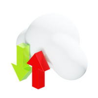 a 3d isometric upload and download fluffy cloud network icon png