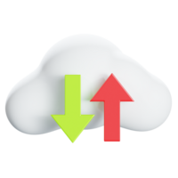 a 3d upload and download fluffy cloud network icon png