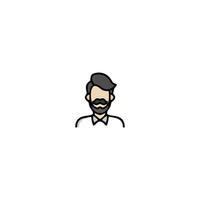a man with a mustache and a beard is shown in a line icon vector