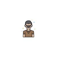 a man with glasses and a beard is shown in a flat line icon vector