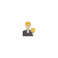 a man in a suit holding a dollar sign vector