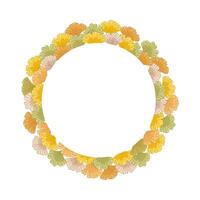 Autumn circle frame of ginkgo biloba leaves. Floral wreath isolated on white background. Fall design at soft and soothing abstract leaf, nature inspired vector