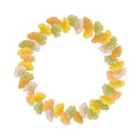 Autumn wreath of ginkgo biloba leaves. Floral circle frame isolated on white background. Fall design at soft and soothing abstract leaf, nature inspired vector