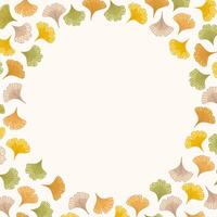 Autumn wreath of ginkgo biloba leaves. Floral square frame isolated on background. Fall design at soft and soothing abstract leaf, nature inspired vector